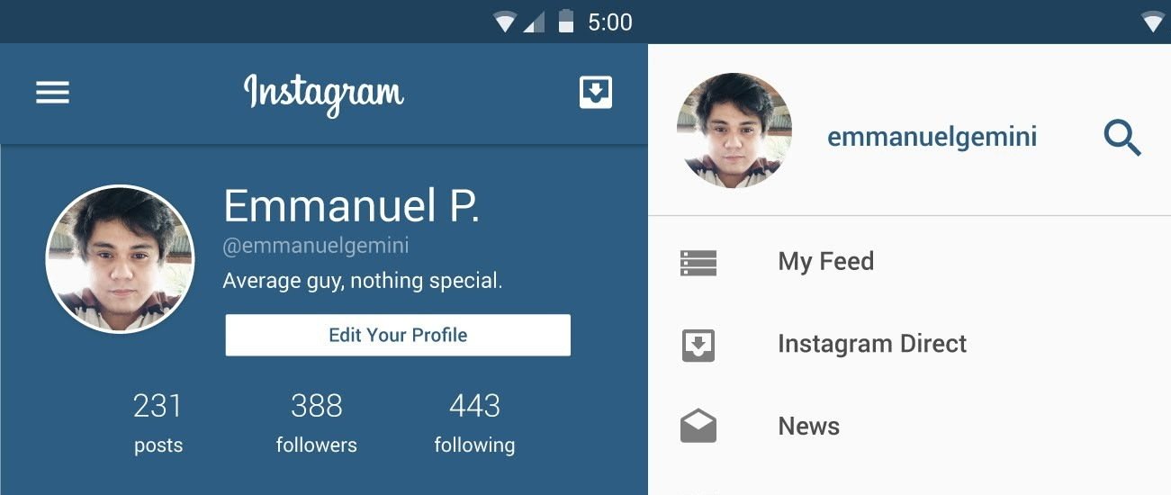 Instagram в стиле Material Design
